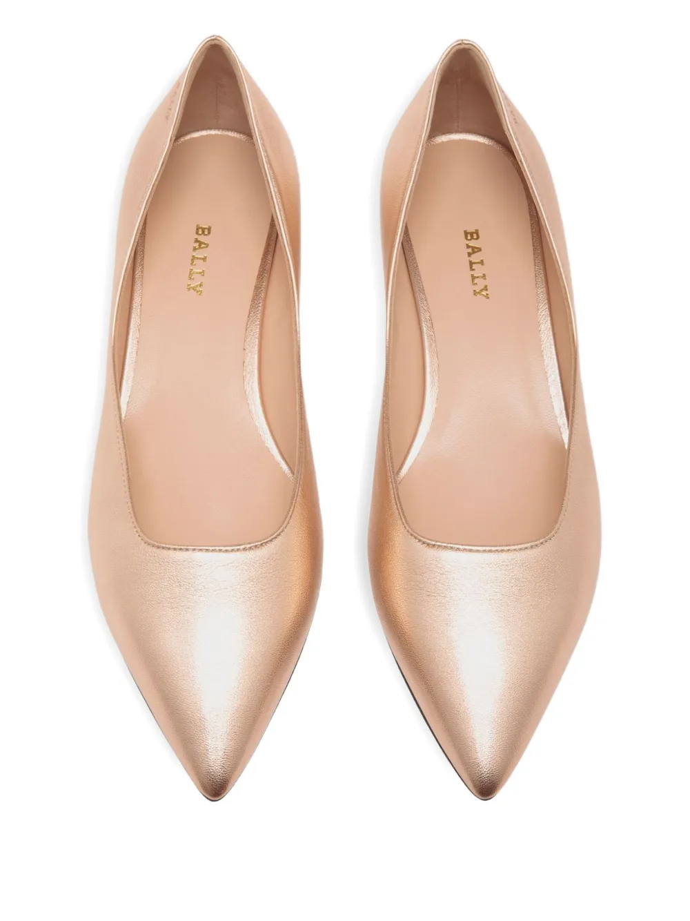 Bally Leather-covered Pointed-toe Flat Pumps In Pink