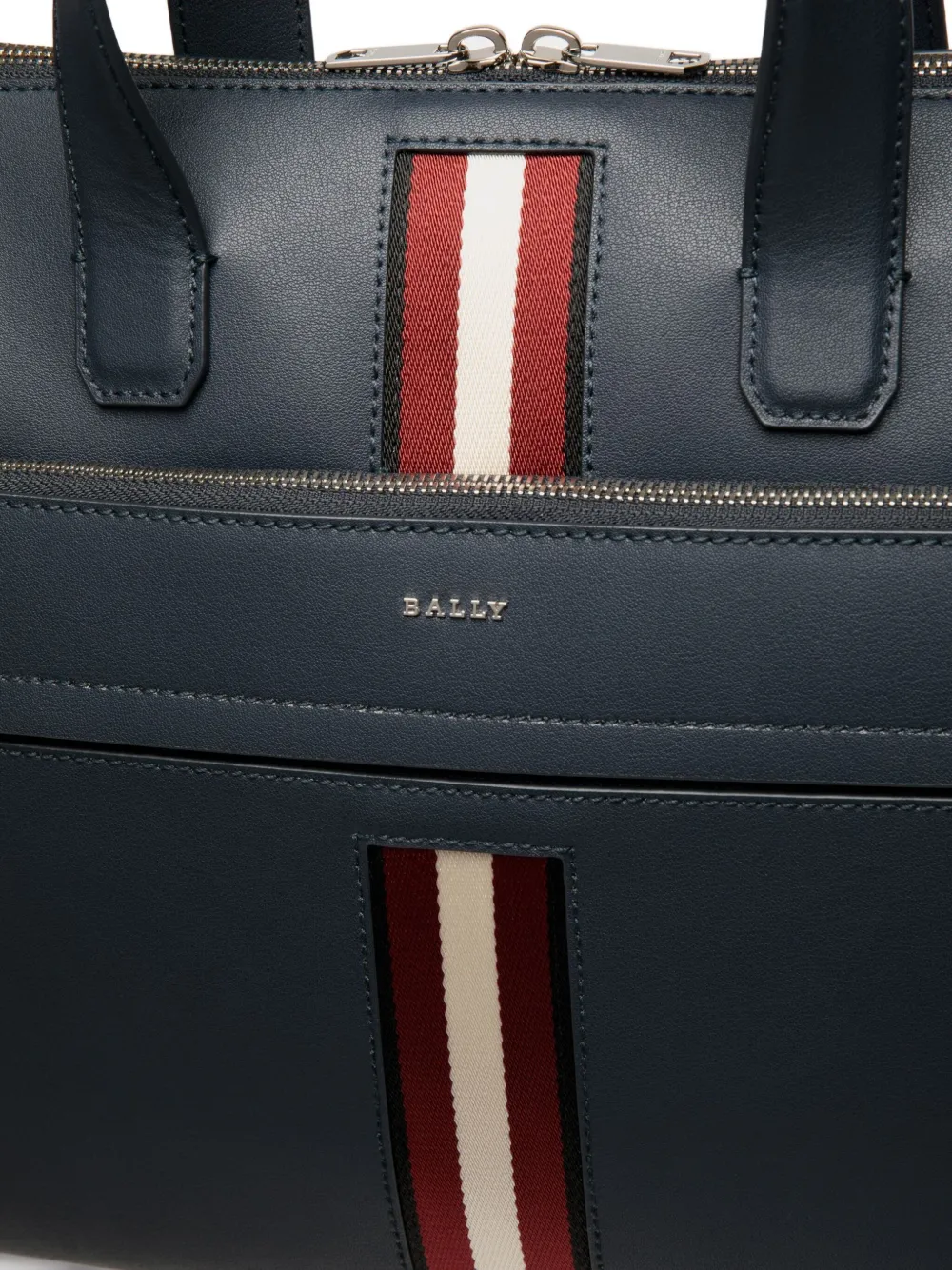 Bally Leren aktetas met lintdetail Blauw
