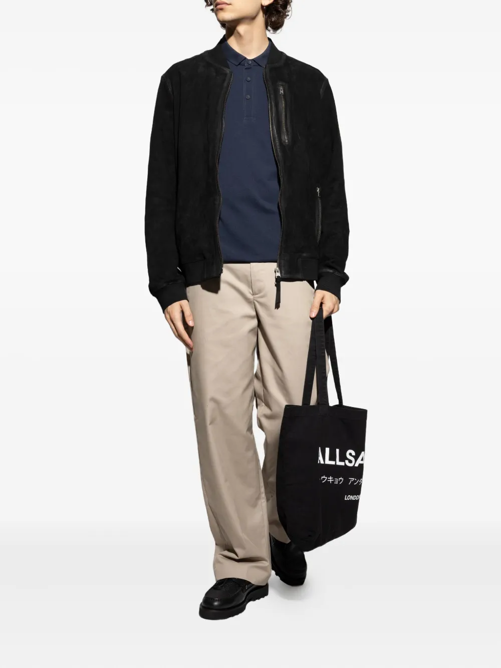 AllSaints Reform organic cotton polo shirt Blauw
