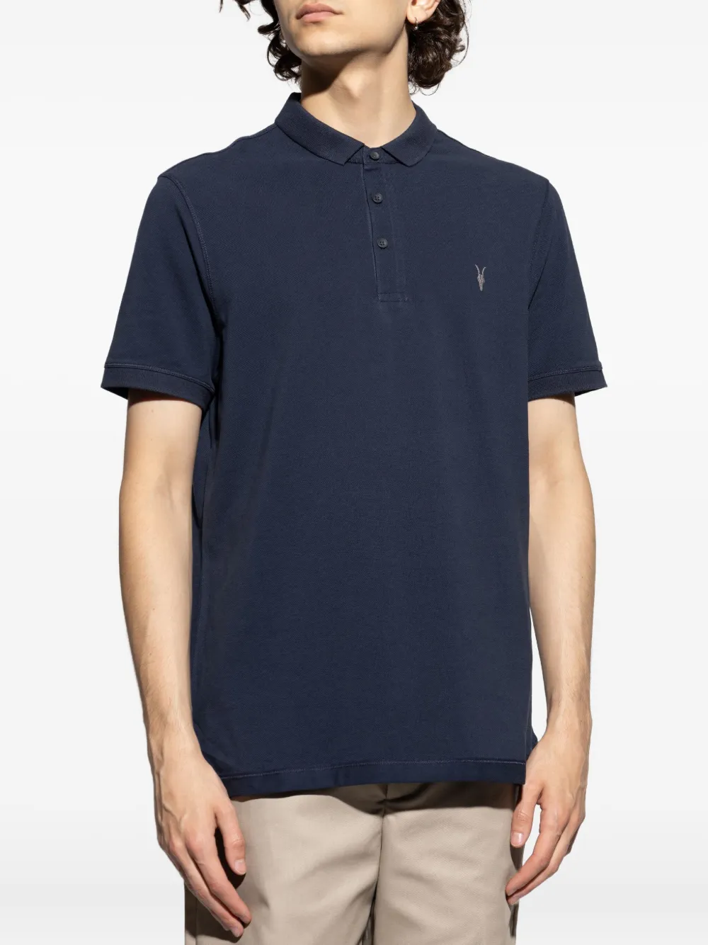 AllSaints Reform organic cotton polo shirt Blauw