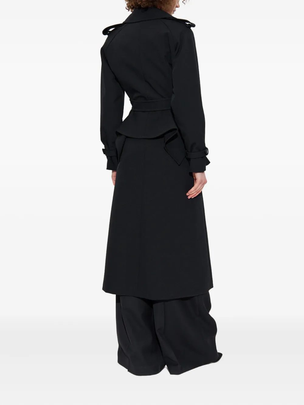 Max Mara Flavio trenchcoat met ceintuur en peplum-stijl Zwart