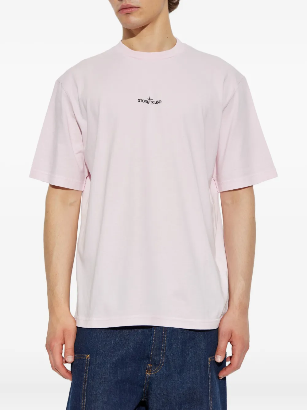 Stone Island logo-print cotton T-shirt Roze