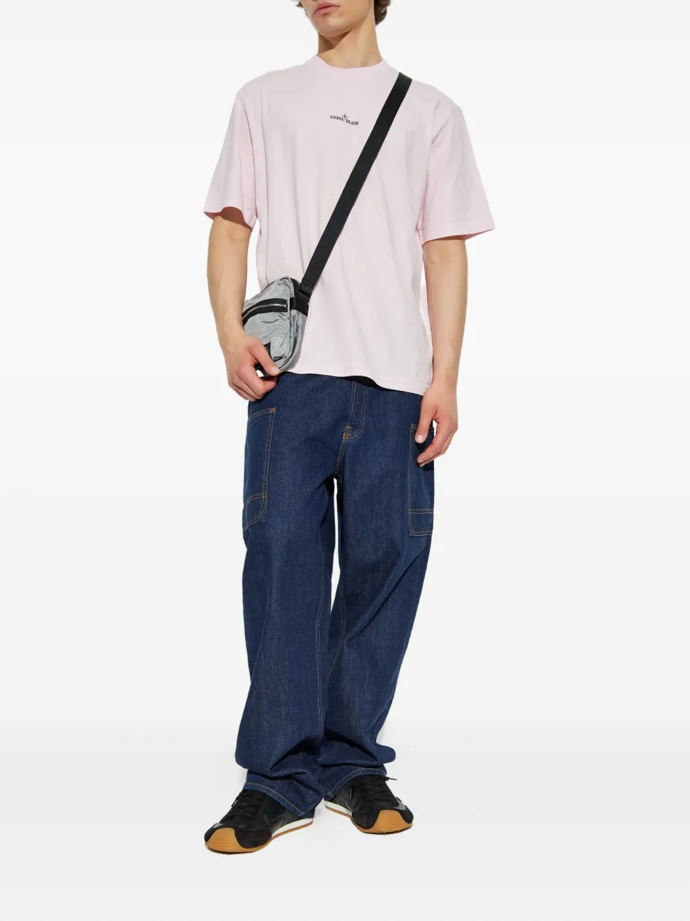 Stone Island logo-print cotton T-shirt Roze