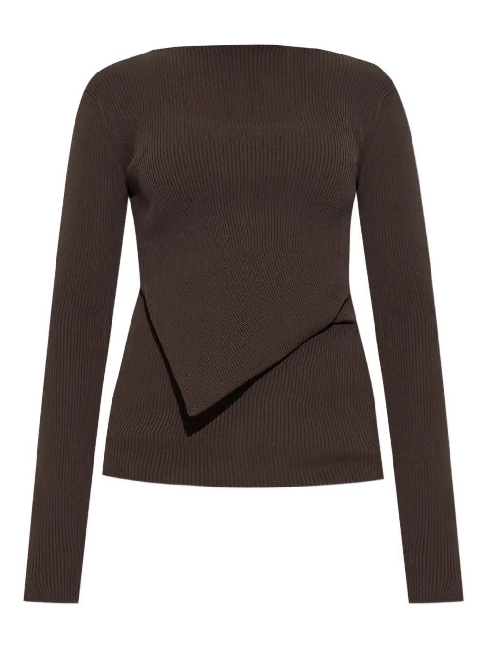 Rick Owens ribbed asymmetric sweater | Brown | Image 1