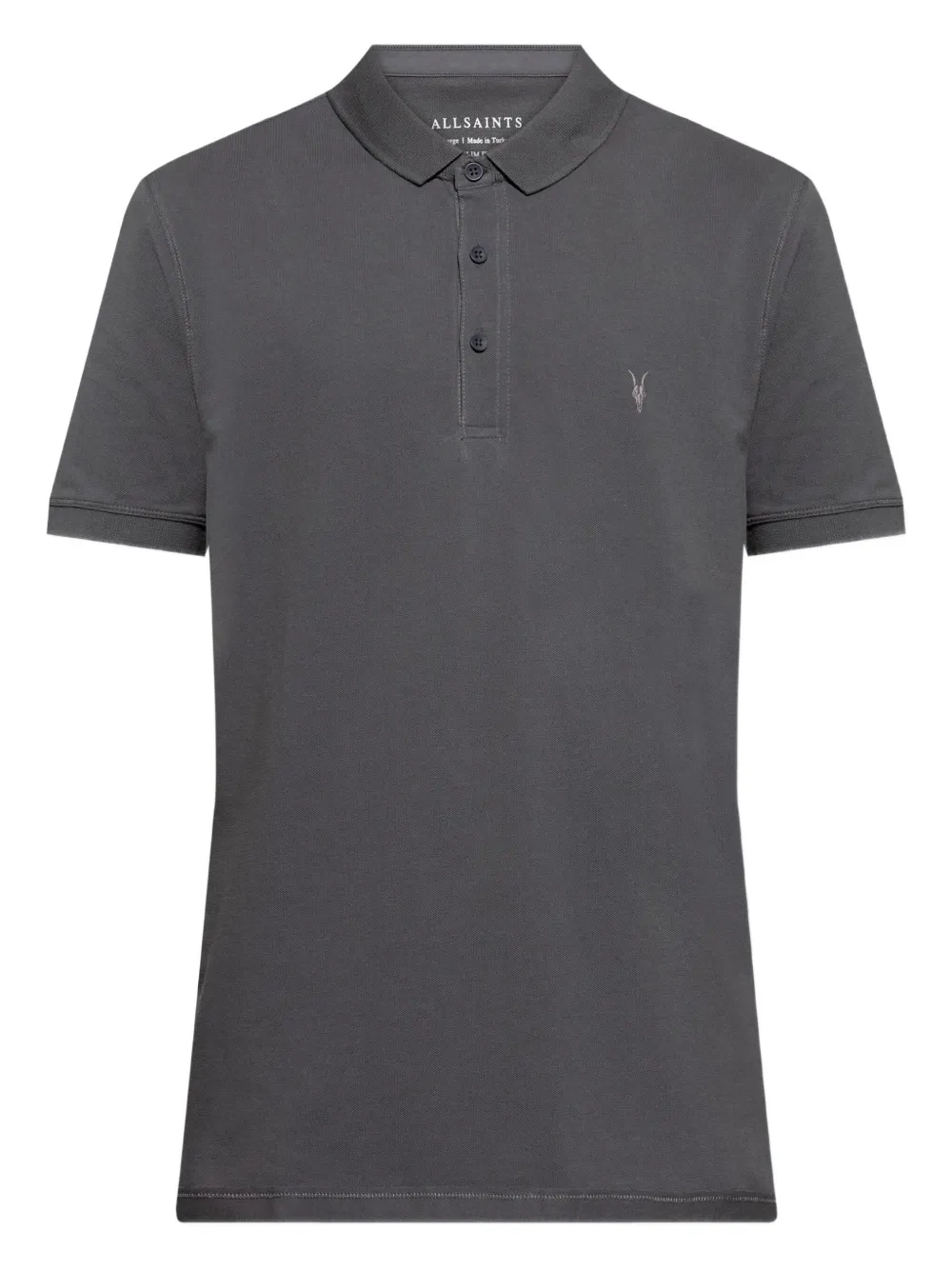 AllSaints Reform embroidered polo shirt Grijs