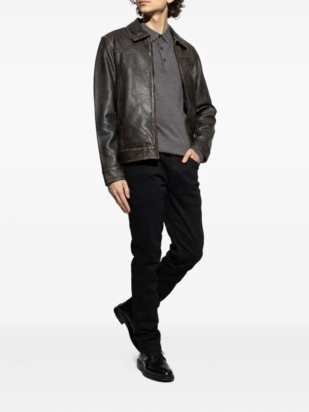 AllSaints long-sleeve polo shirt Grijs