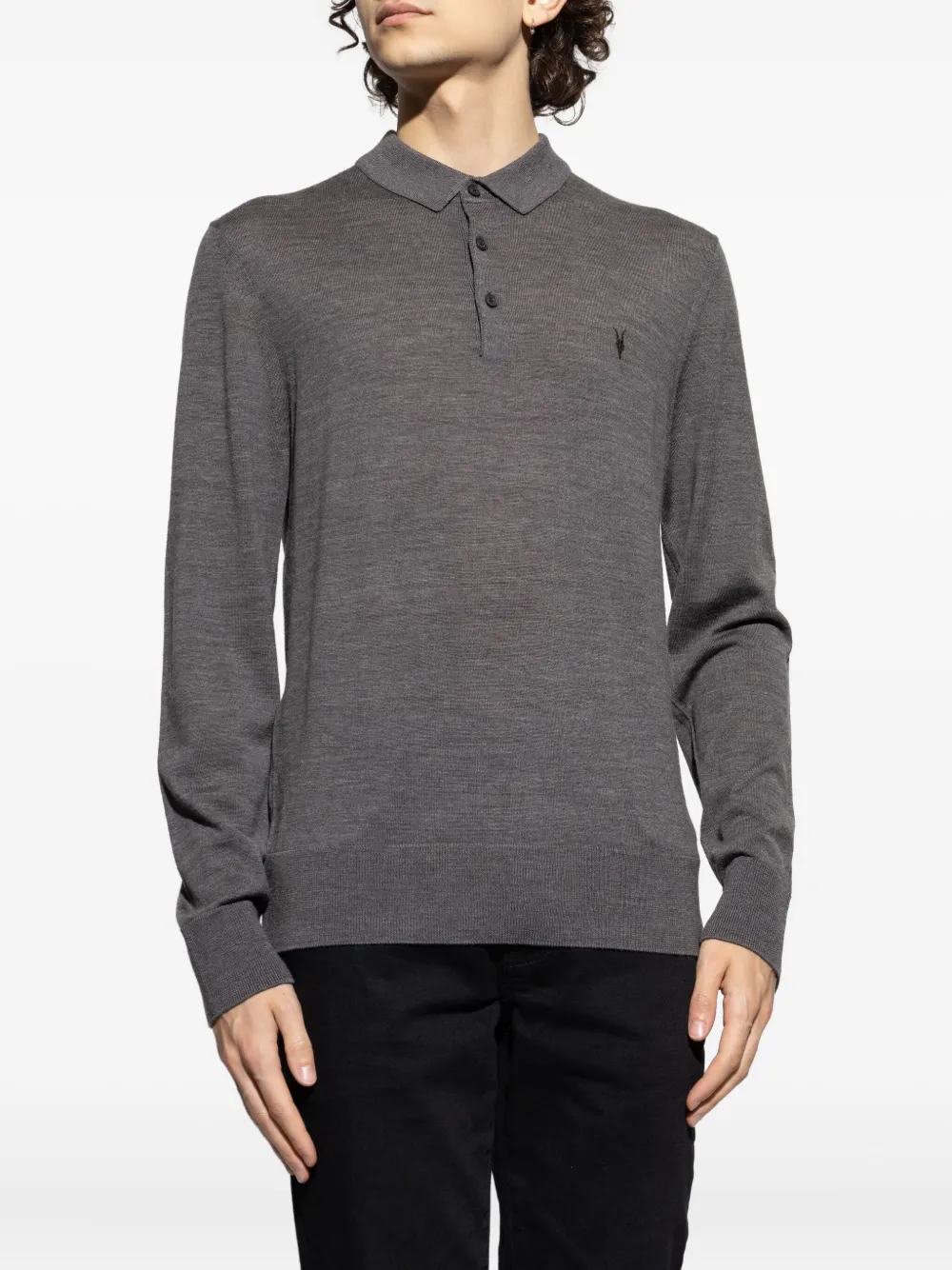 AllSaints long-sleeve polo shirt Grijs