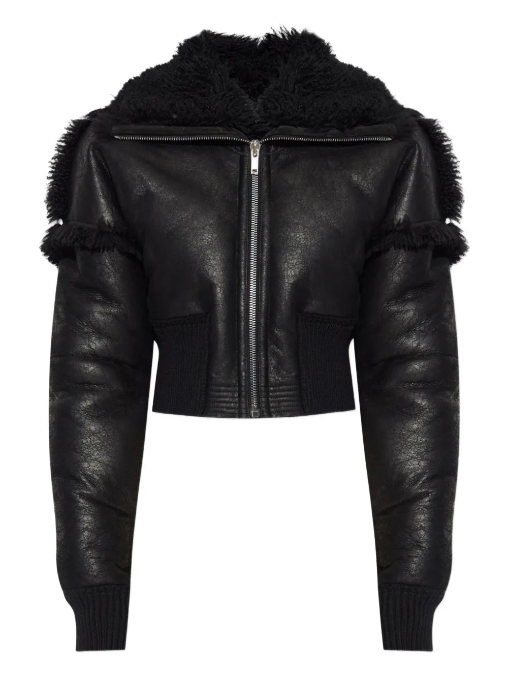 Rick Owens shearling-trimmed cropped jacket | Black | Image 1