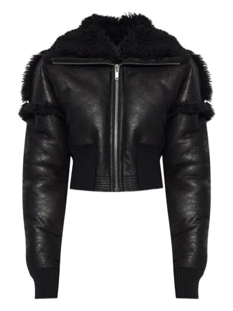 Rick Owens shearling-trimmed cropped jacket
