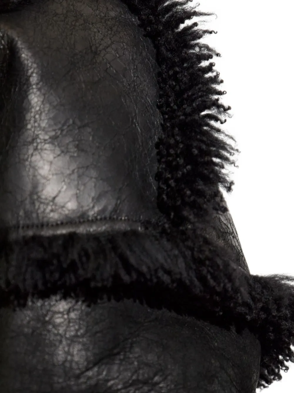 Rick Owens shearling-trimmed cropped jacket Zwart