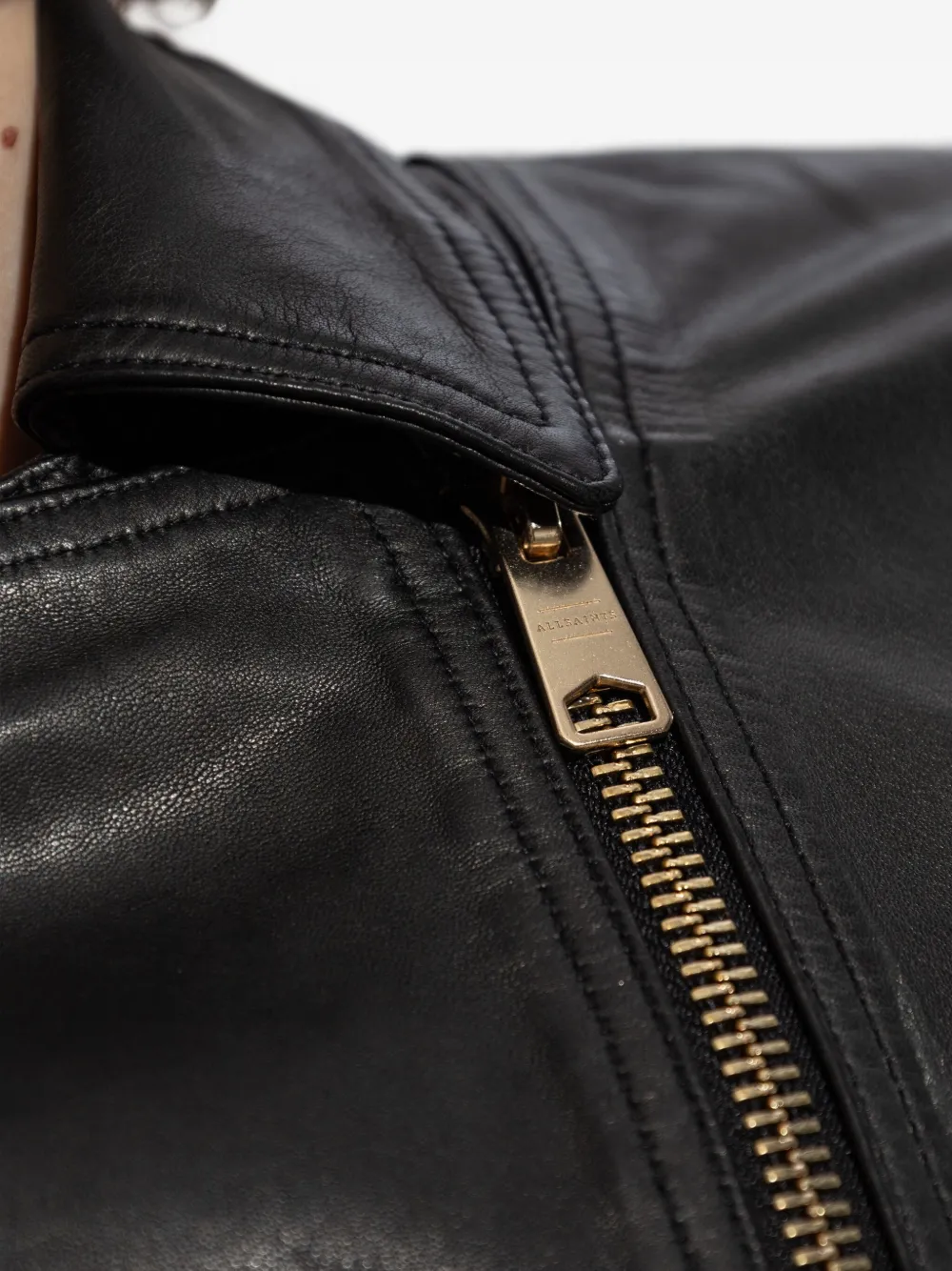AllSaints Vela leren jack met asymmetrische rits Zwart