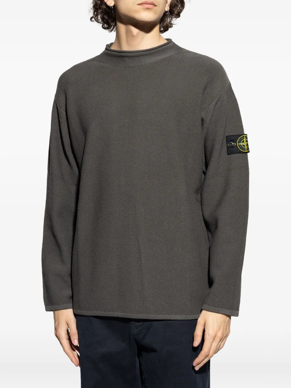 Stone Island Compass-badge knitted sweater Grijs