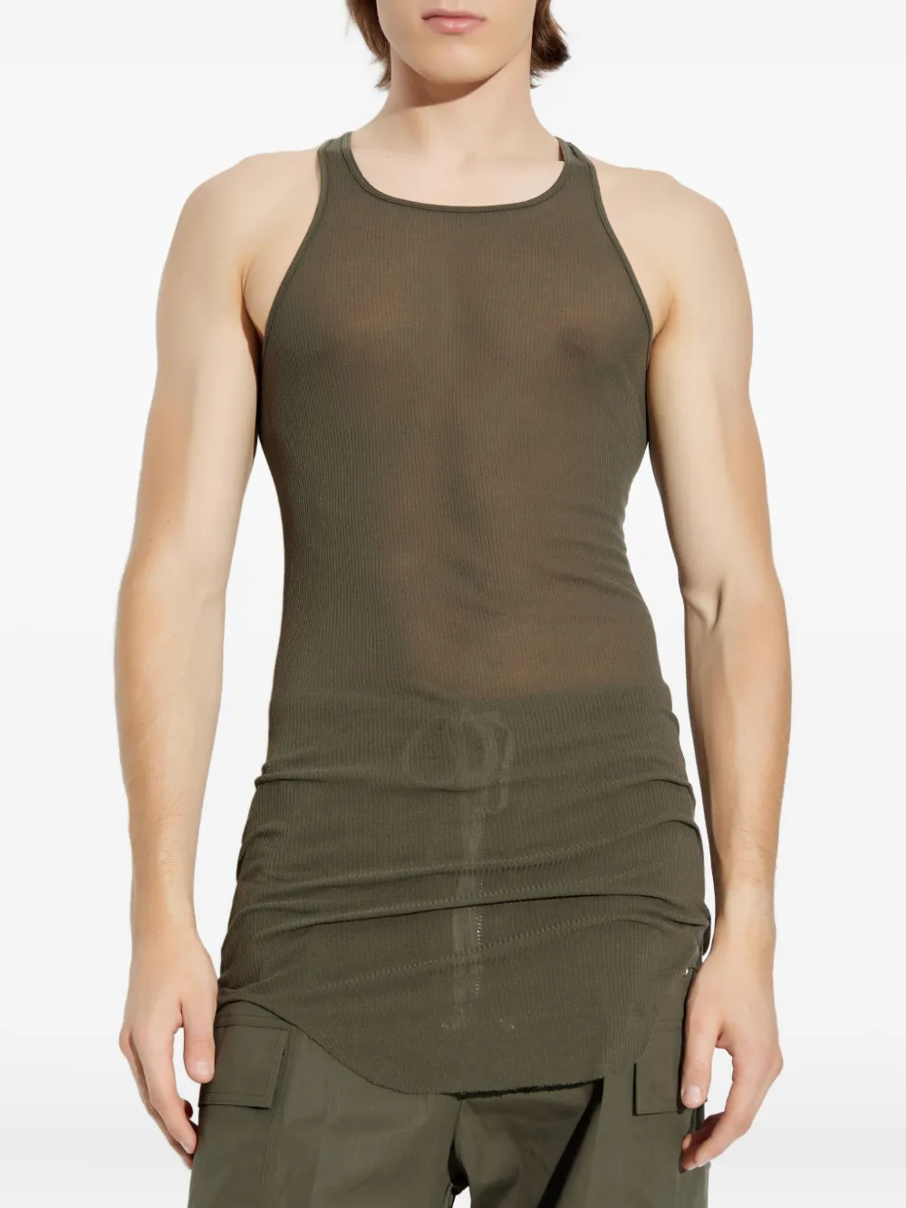 Rick Owens Geribbelde tanktop Groen