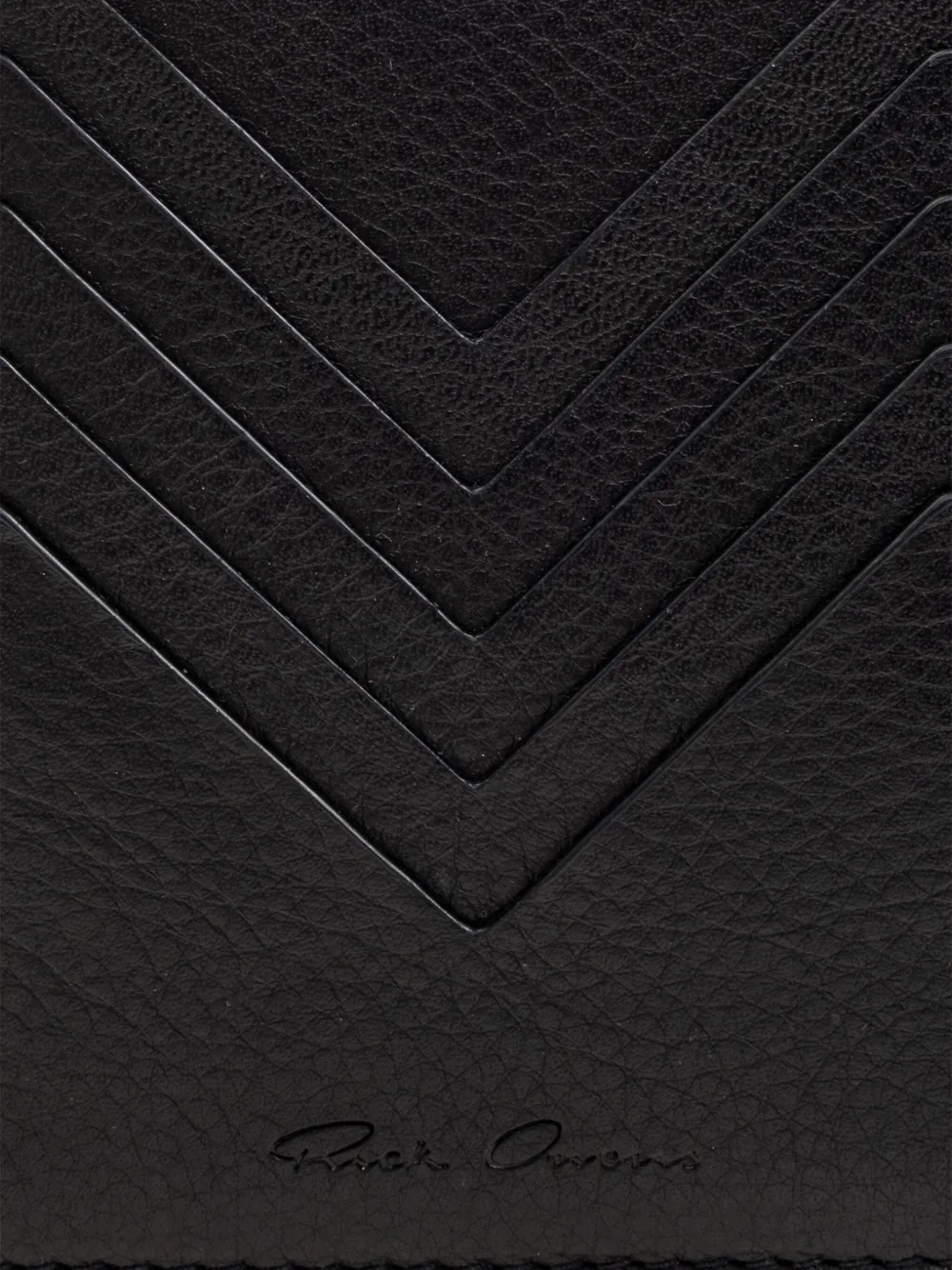 Rick Owens Leren pasjeshouder met chevron detail Zwart