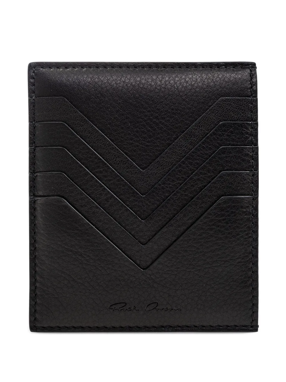 Rick Owens Leren pasjeshouder met chevron detail Zwart