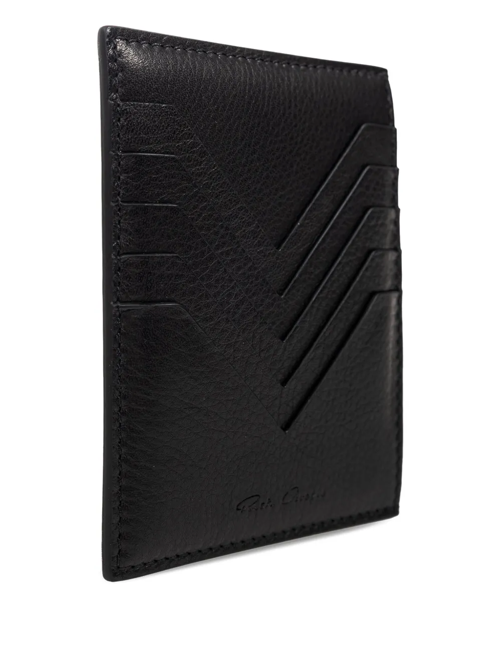 Rick Owens Leren pasjeshouder met chevron detail Zwart