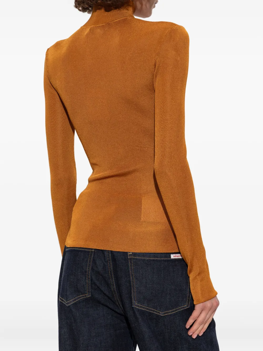 Self-Portrait ribbed high-neck top Oranje