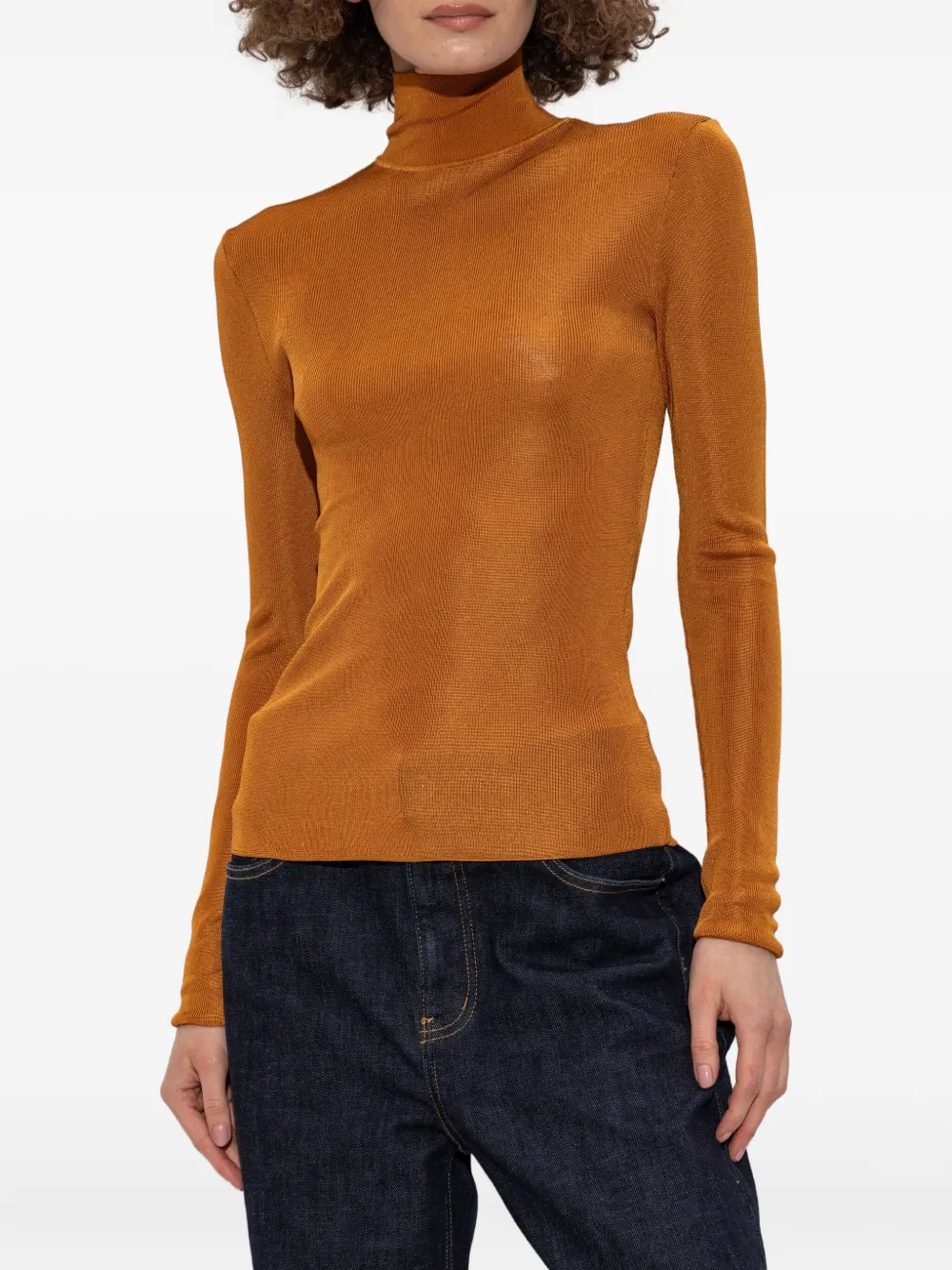 Self-Portrait ribbed high-neck top Oranje