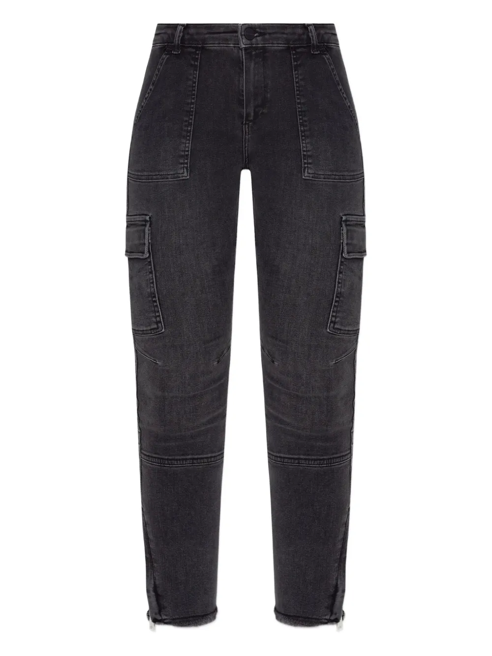 AllSaints Duran jeans met cargo zak en franje Grijs