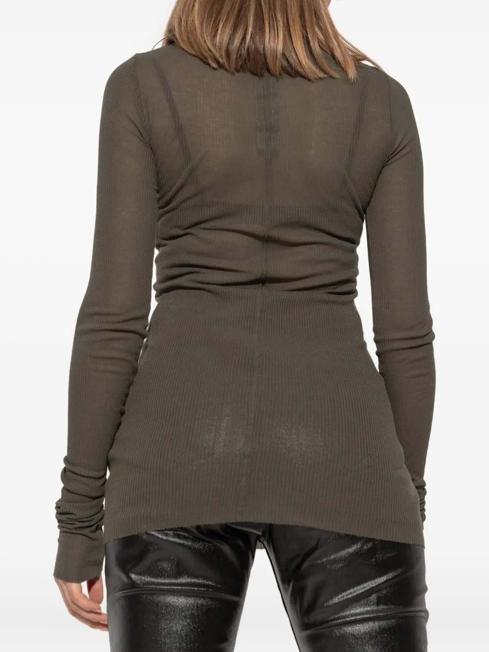 Rick Owens ribbed long-sleeve top Beige