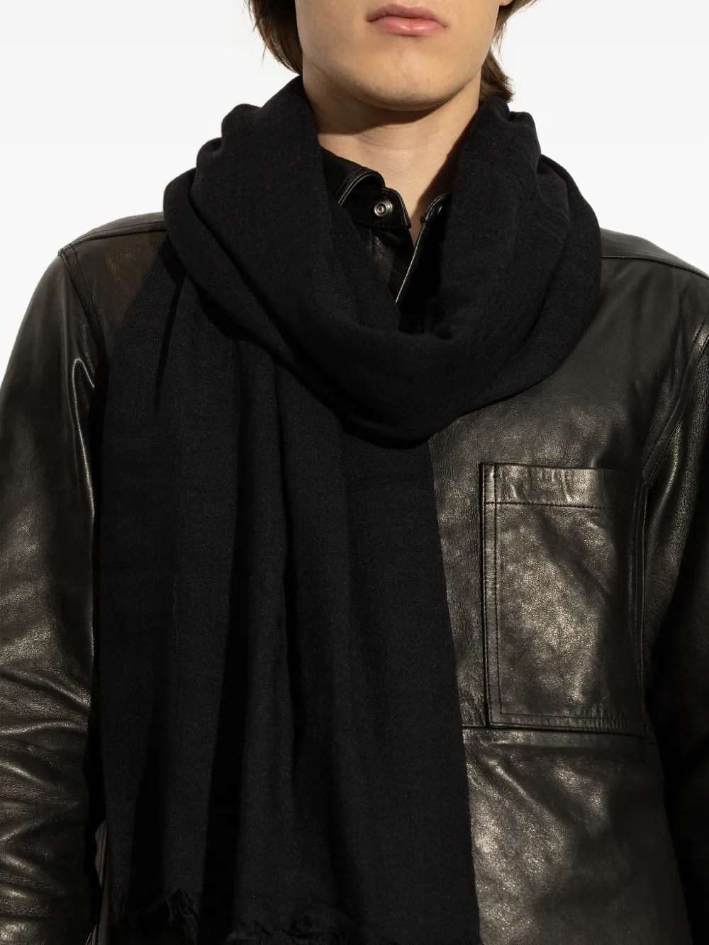 Rick Owens Sjaal met franje Zwart