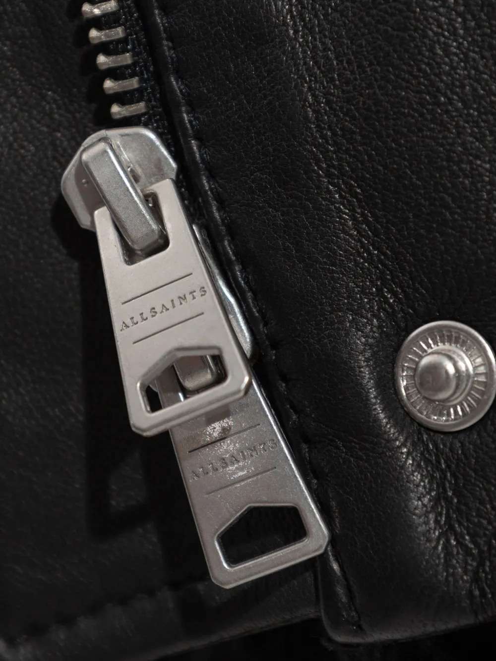 AllSaints Leren jack met hoge hals en rits Zwart