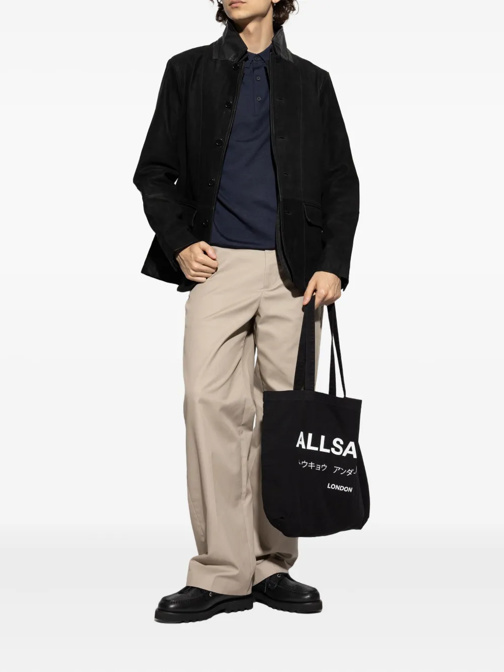 AllSaints short-sleeves logo polo shirt Blauw