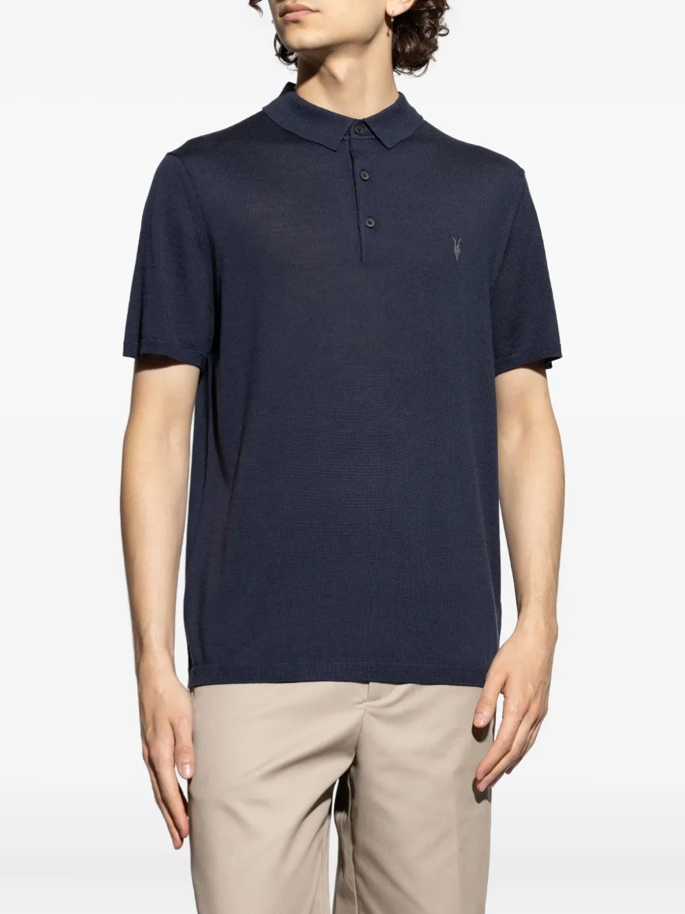 AllSaints short-sleeves logo polo shirt Blauw