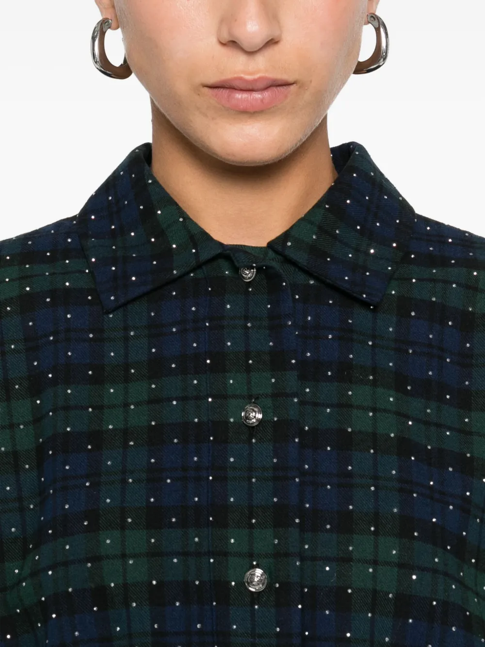 Maje Geruite blouse verfraaid met stras Blauw