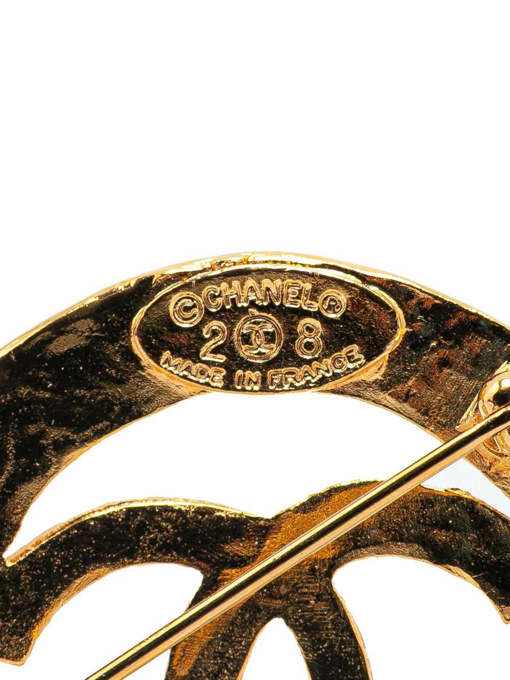 Pre-owned Chanel 1980-1990 Gold Plated Cc Brooch Costume Brooch
