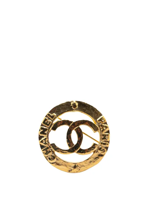 CHANEL Pre-Owned 1980-1990 Gold Plated CC Brooch costume brooch