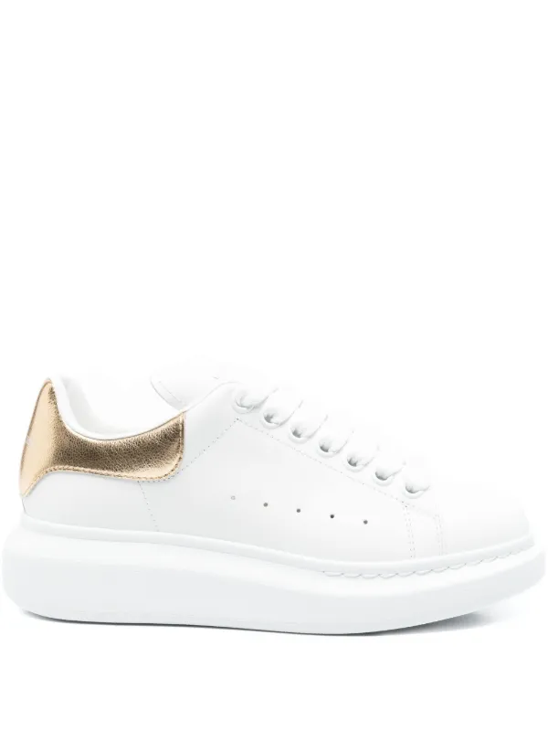 【関税込み】ALEXANDER MCQUEEN OVERSIZED LEATHER SNEAKERS Alexander McQueen Oversized lace-up Leather Sneakers | White
