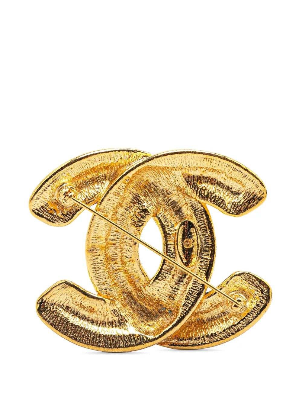 CHANEL Pre-Owned 1970-1980 Gold Plated CC Quilted Brooch costume brooch | Men | Image 2