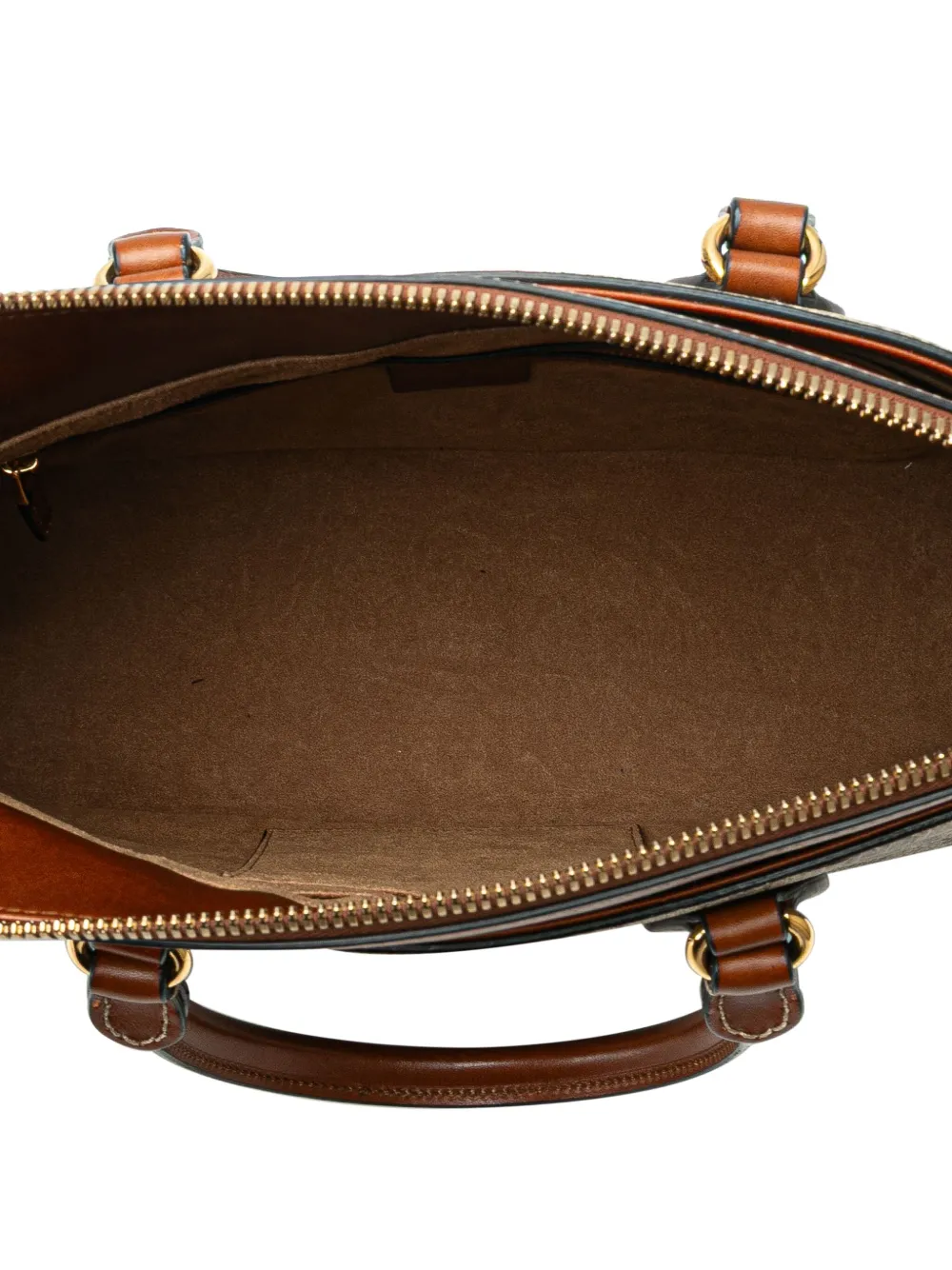 Pre-owned Gucci 2016-2025 Gg Supreme Linea A Satchel In Brown