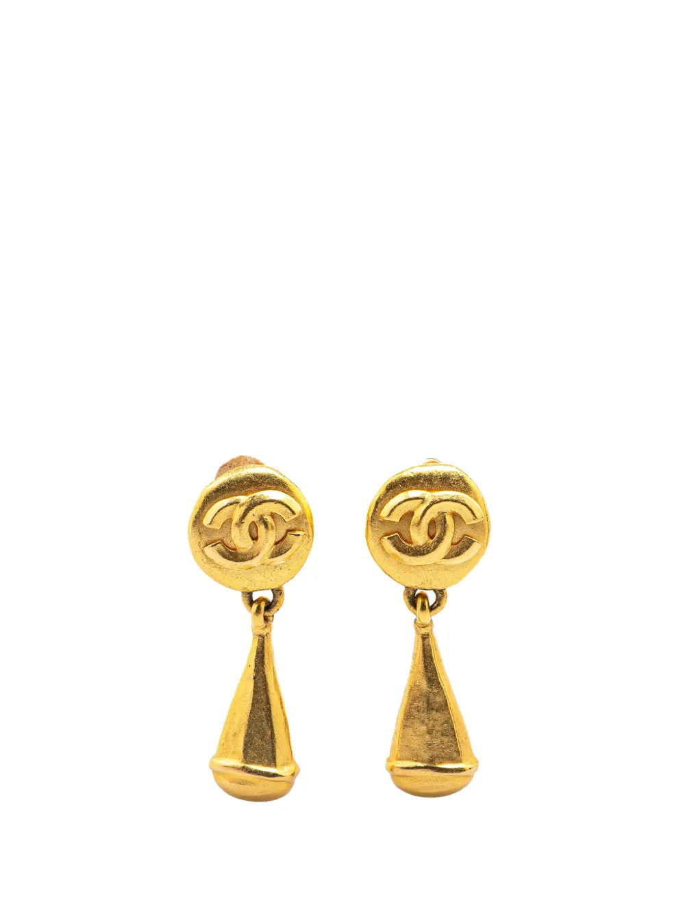 CHANEL Pre-Owned 1996 Gold Plated CC Drop Clip on Earrings costume earrings | Gold | Image 1