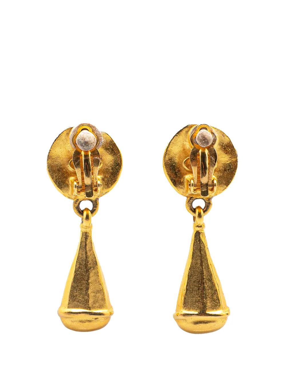 CHANEL Pre-Owned 1996 Gold Plated CC Drop Clip on Earrings costume earrings | Image 2