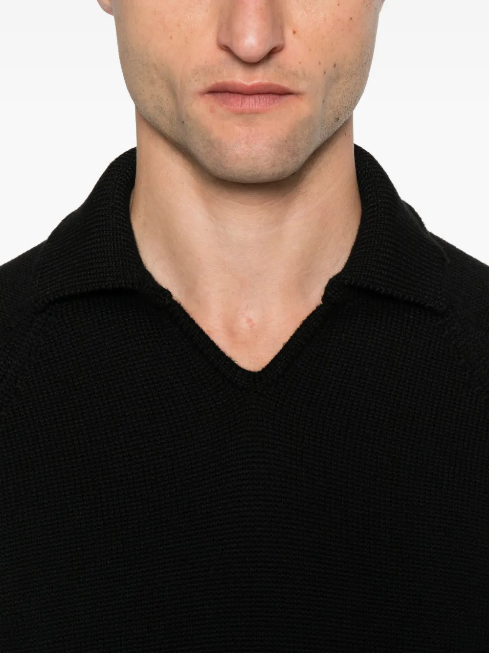 Zanone polo-neck wool sweater Zwart