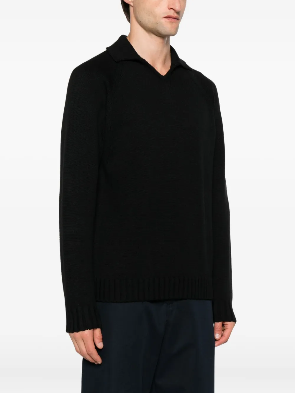 Zanone polo-neck wool sweater Zwart