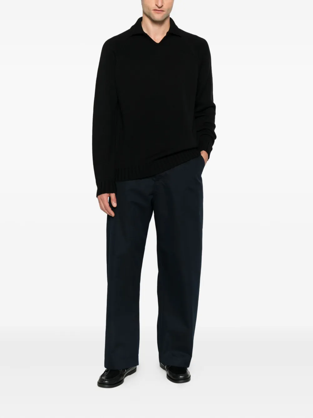 Zanone polo-neck wool sweater Zwart