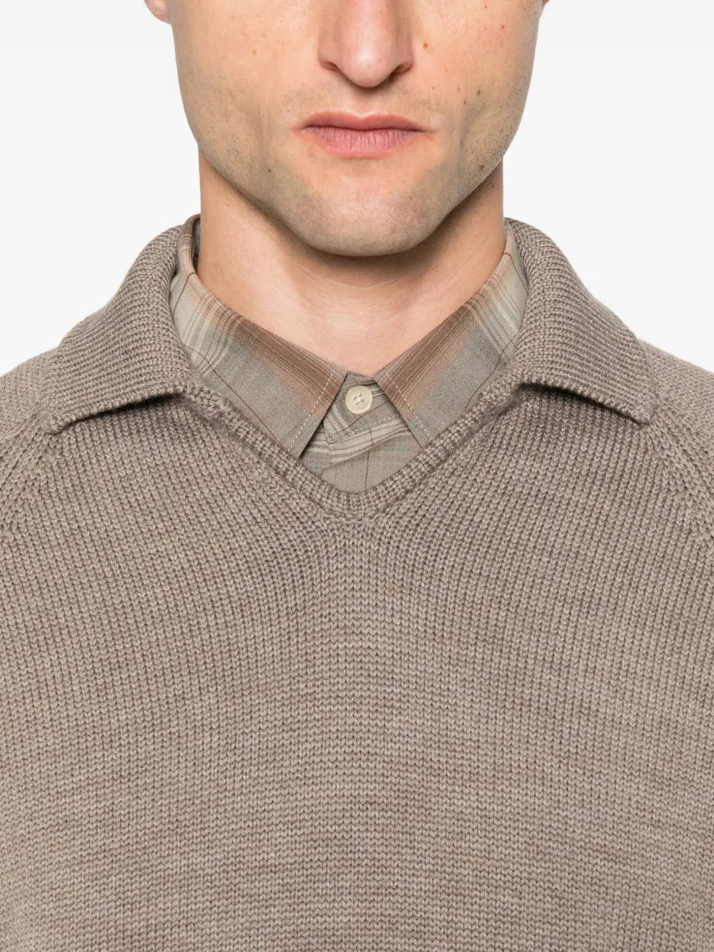 Zanone polo-neck wool sweater Bruin