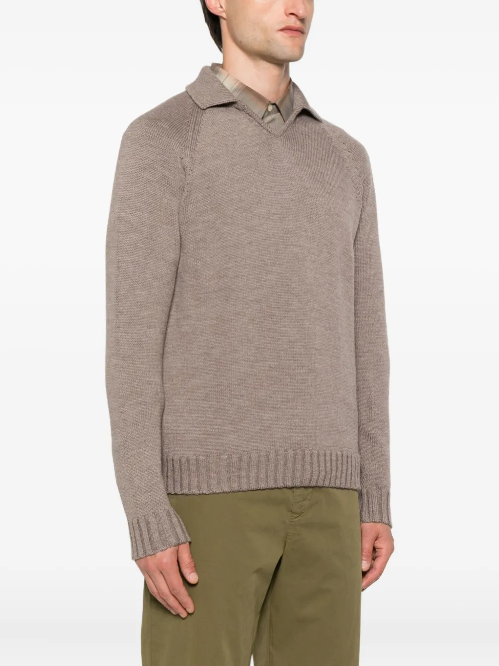 Zanone polo-neck wool sweater Bruin