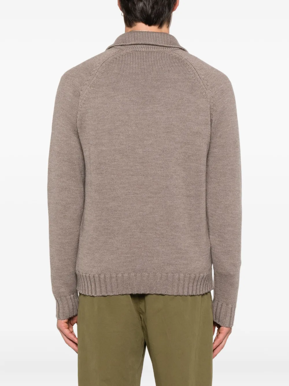 Zanone polo-neck wool sweater Bruin