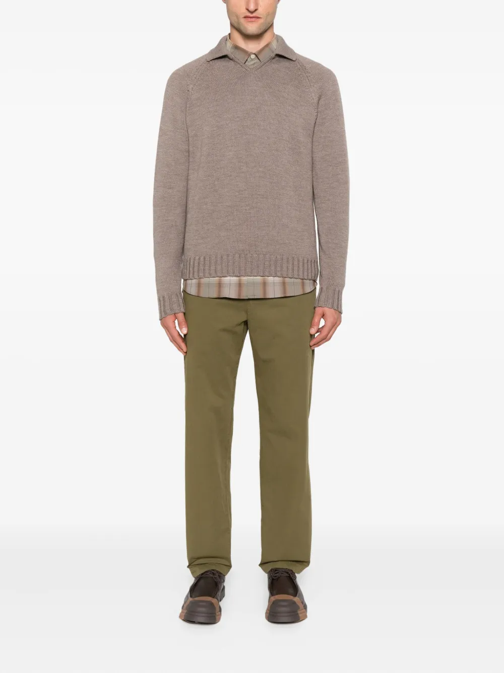 Zanone polo-neck wool sweater Bruin