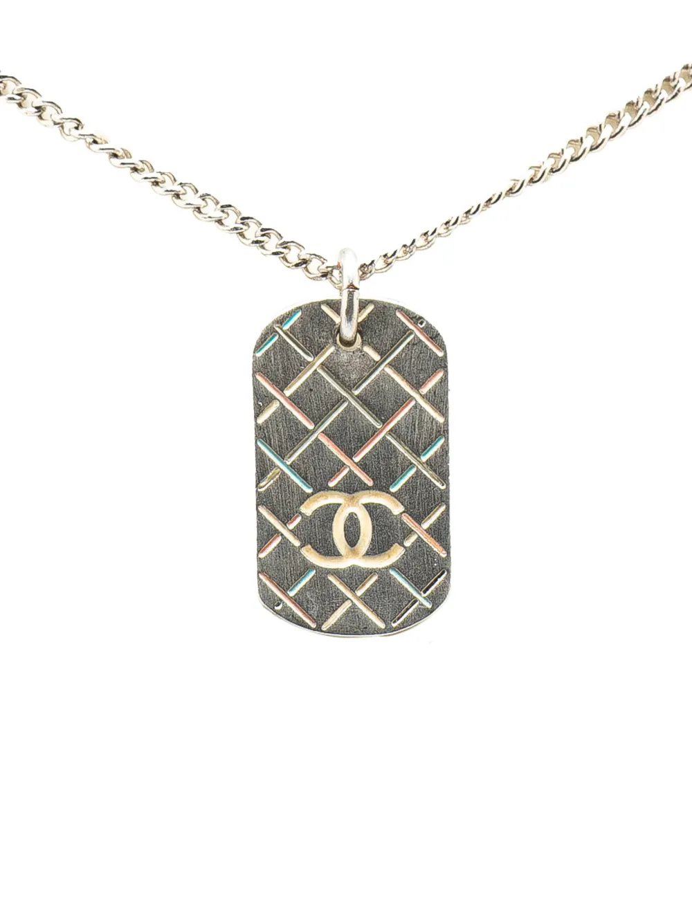 CHANEL Pre-Owned collier à pendentif Dog Tag CC (2005) | argent | Image 1