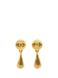 CHANEL Pre-Owned 1996 Gold Plated CC Teardrop Clip On Earrings costume earrings