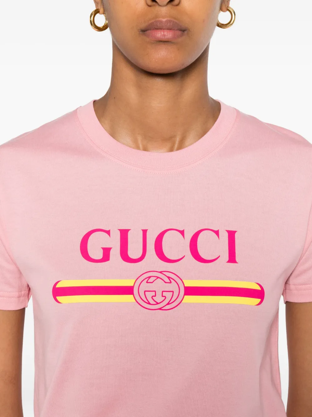 Gucci Katoenen T-shirt met logoprint Roze