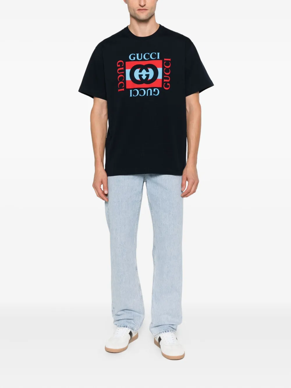 Gucci logo-print crewneck T-shirt Blauw