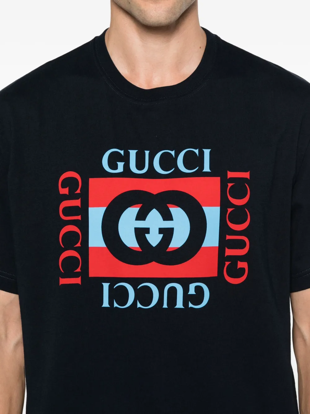 Gucci logo-print crewneck T-shirt Blauw