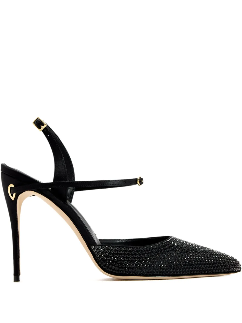 Jennifer Chamandi 105 Vittorio slingback pumps verfraaid met kristallen Zwart