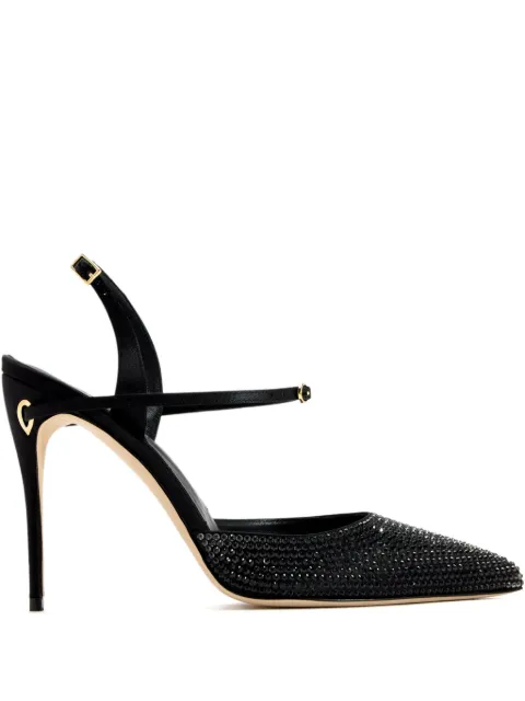 Jennifer Chamandi 105 Vittorio crystal-embellished slingback pumps